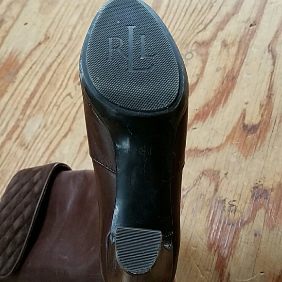 Ralph Lauren Quilted Meira Brown Leather Boots Size 5 - Picture 6 of 6